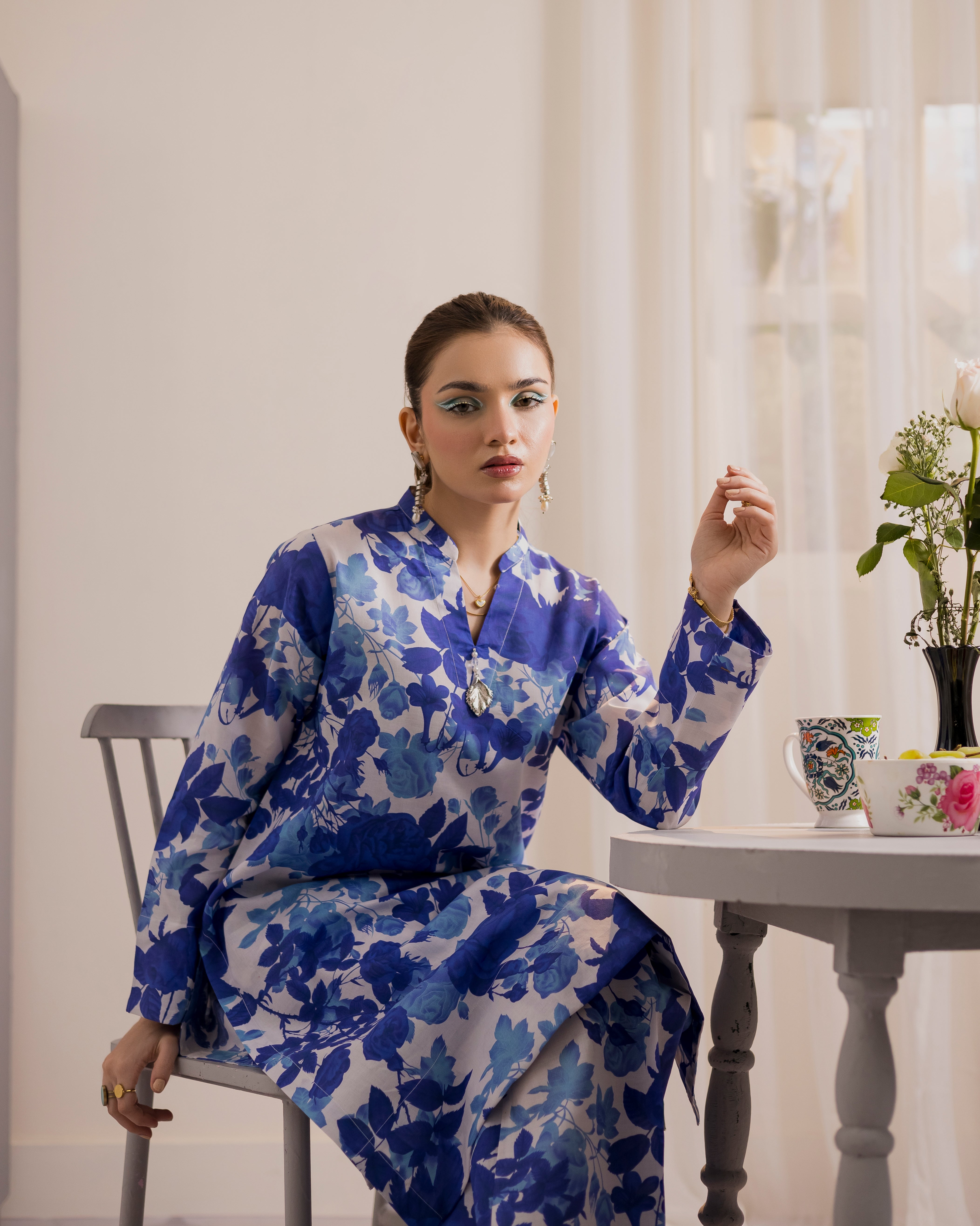 Blue Neeli print suit