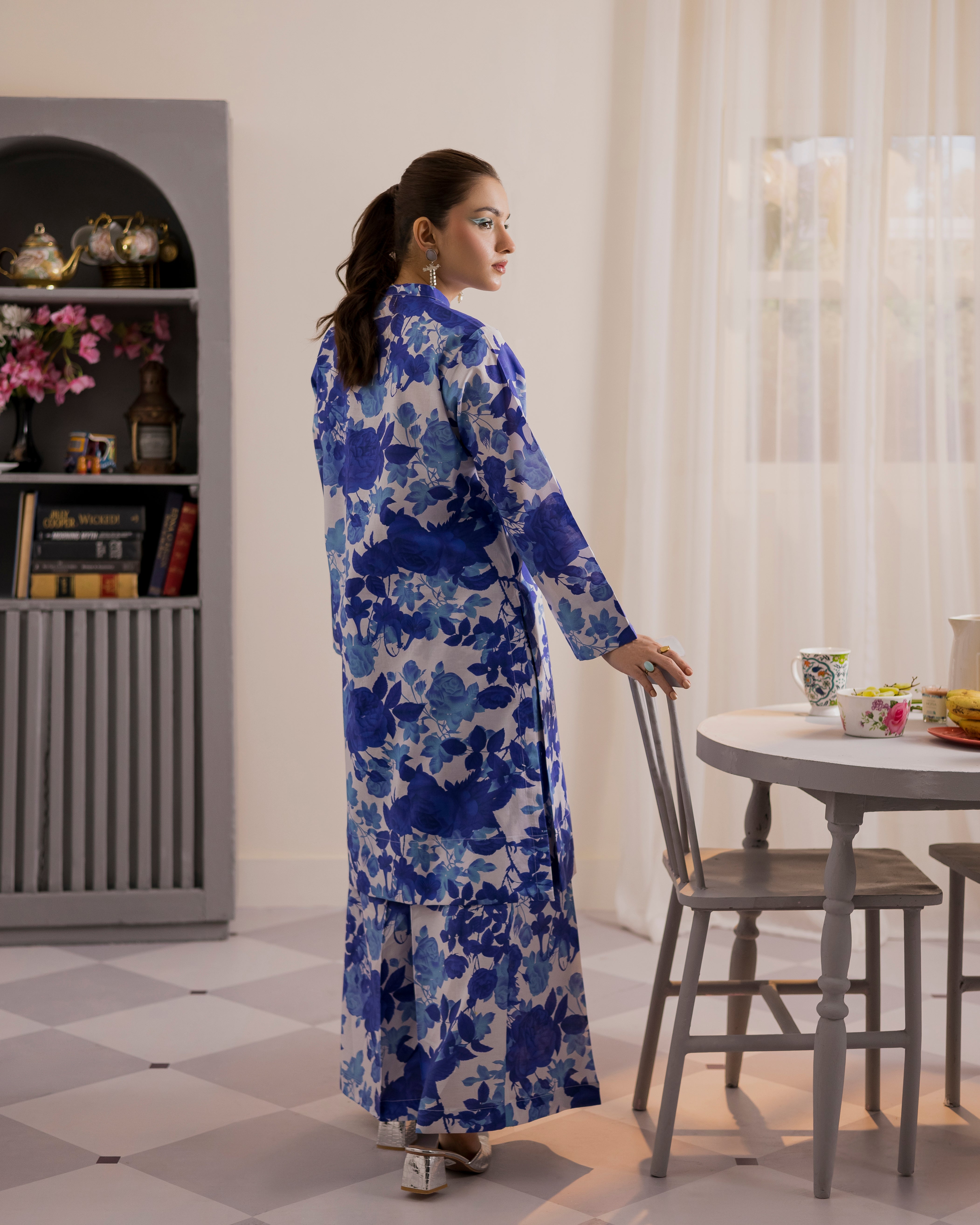 Blue printed suit Neeli