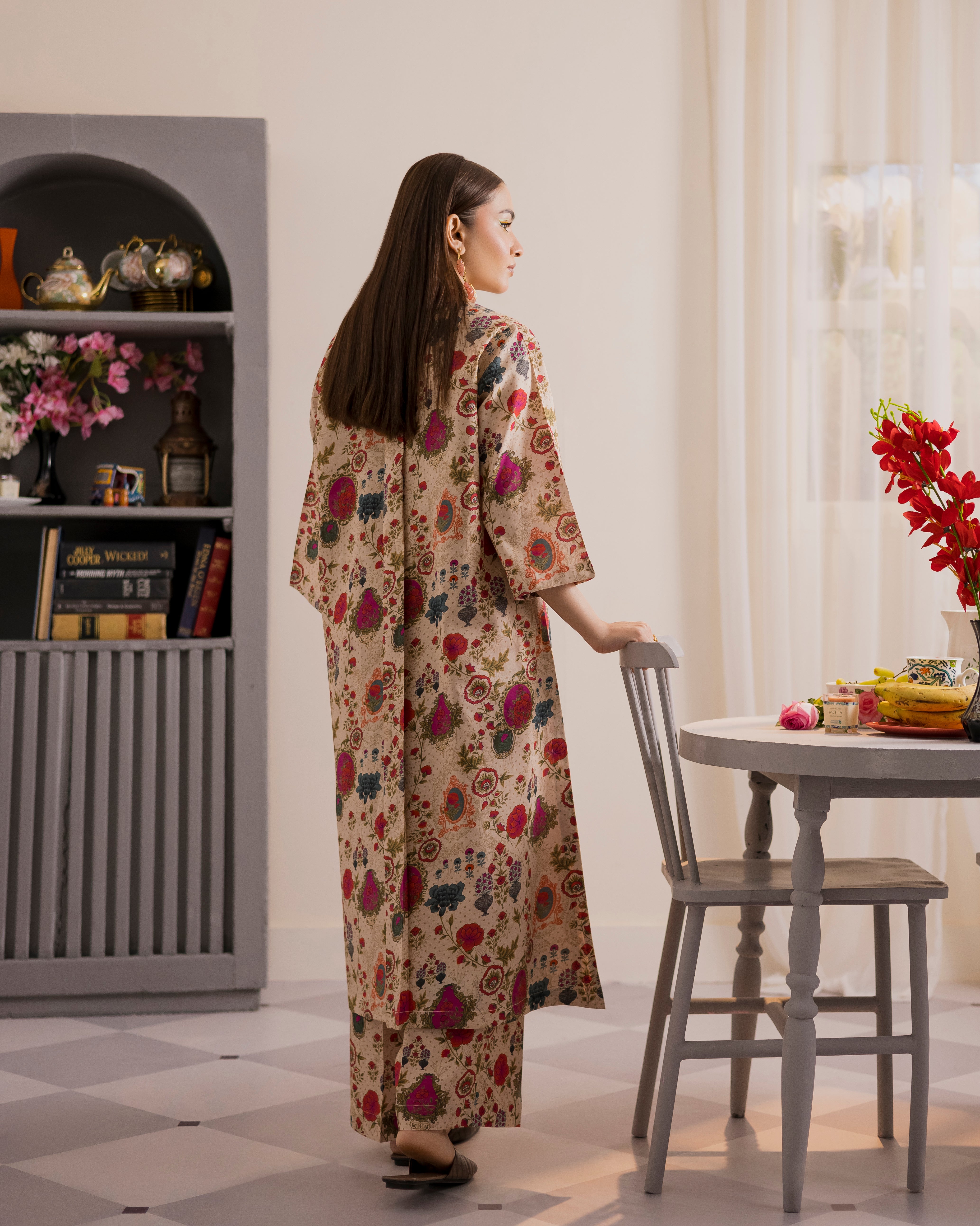Phoolsi printed Red suit