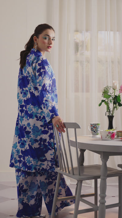 Blue printed suit Neeli